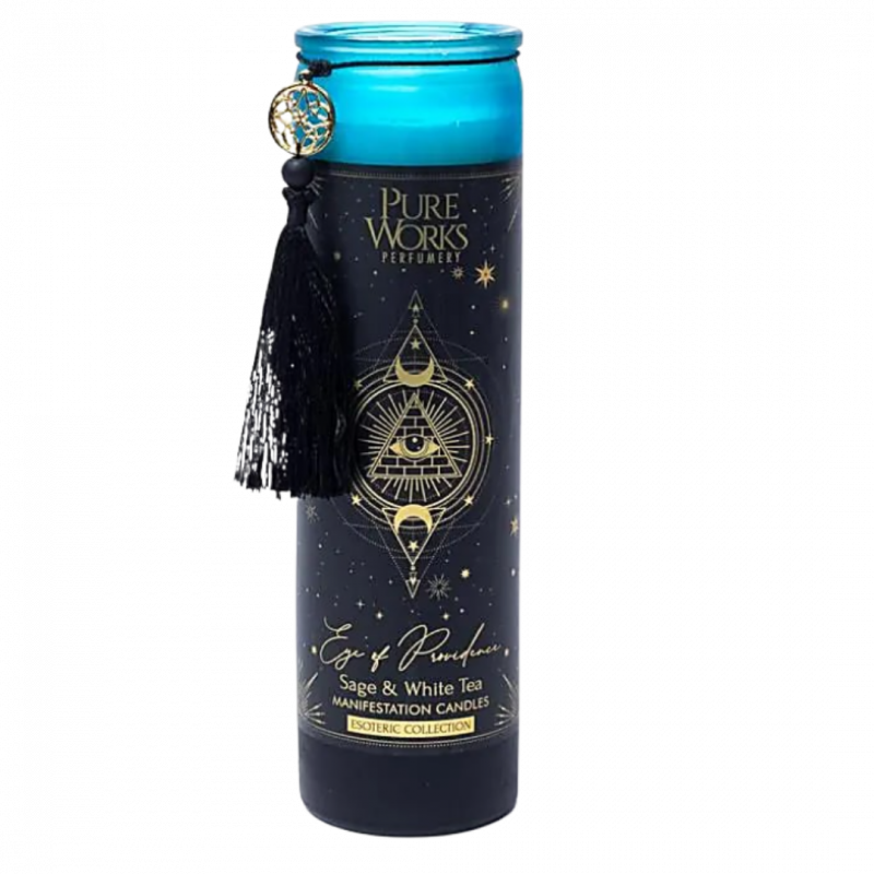 Candela d'intenti pure works con nappina occhio della provvidenza in vetro - 80h