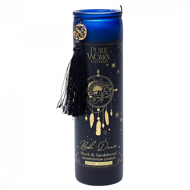 Candela d'intenti pure works con nappina sogno boho in vetro - 80 h