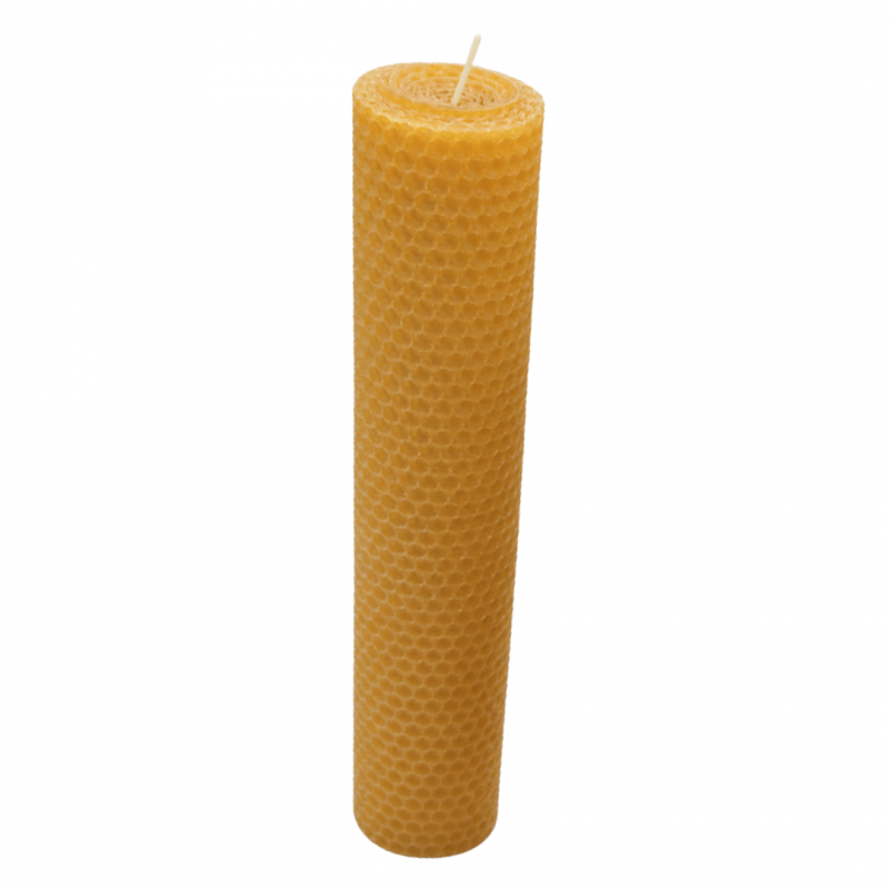 Candela foglio alveare in cera d'api a cilindro - 24 x 5 cm