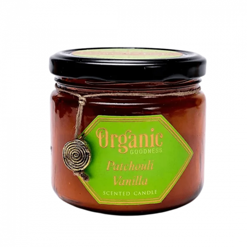 Candela organic godness patchouli vaniglia cera di soia con oli essenziali - 55h