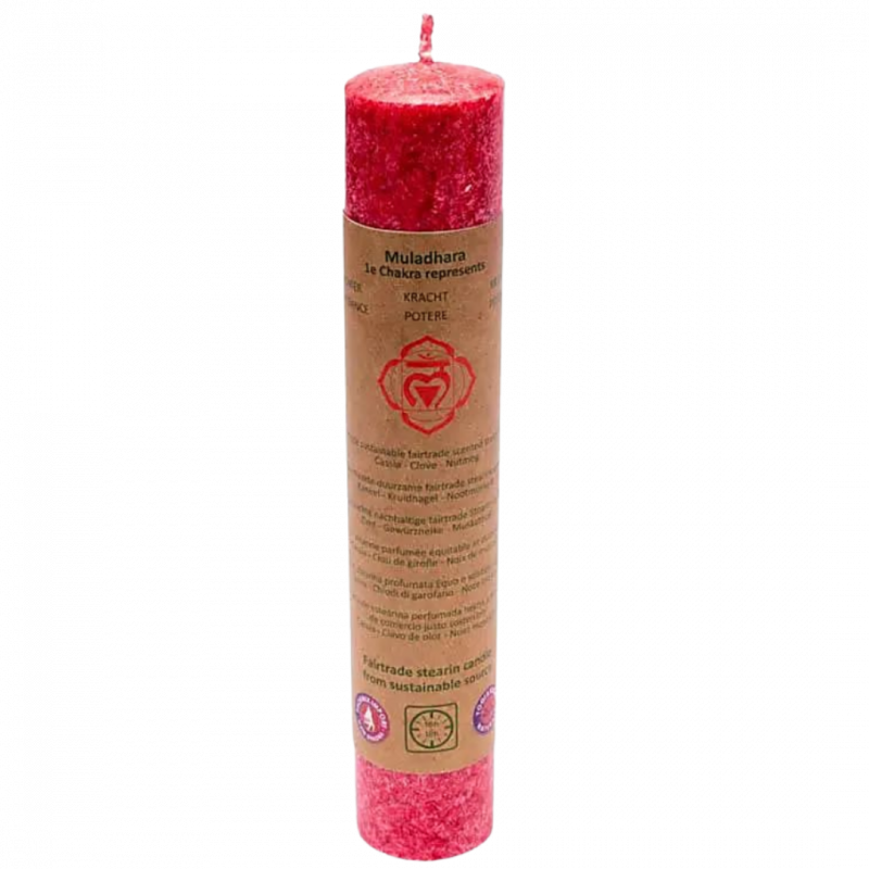 Candela yogi e yogini 1° chakra - cassia ch.garofano noce moscata - 20 cm