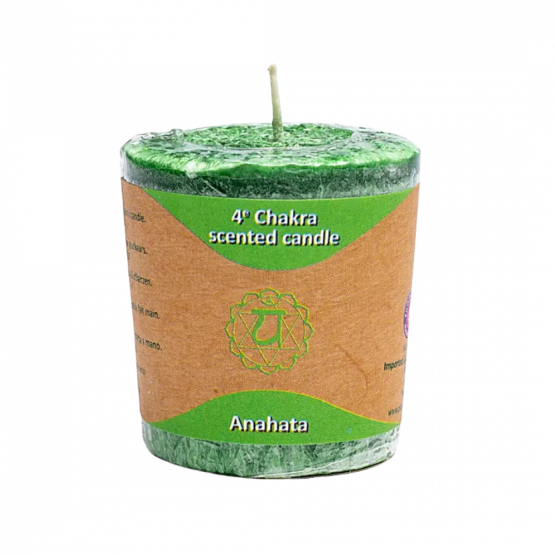 Candela yogi e yogini 4 chakra anahata in stearina 12 h - 4 x 4,5 cm