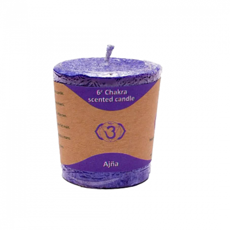 Candela yogi e yogini 6 chakra ajna in stearina 12 h - 4 x 4,5 cm