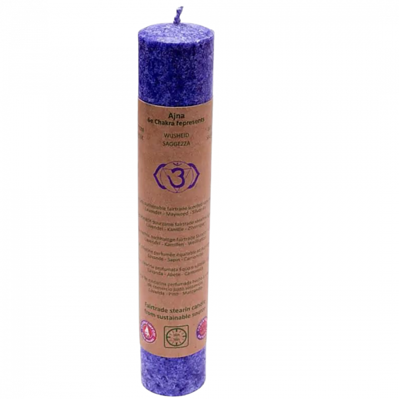 Candela yogi e yogini 6° chakra - lavanda abete camomilla - 20 cm
