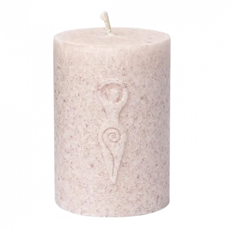 Candela yogi e yogini rosa con dea incisa in stearina - 20 h