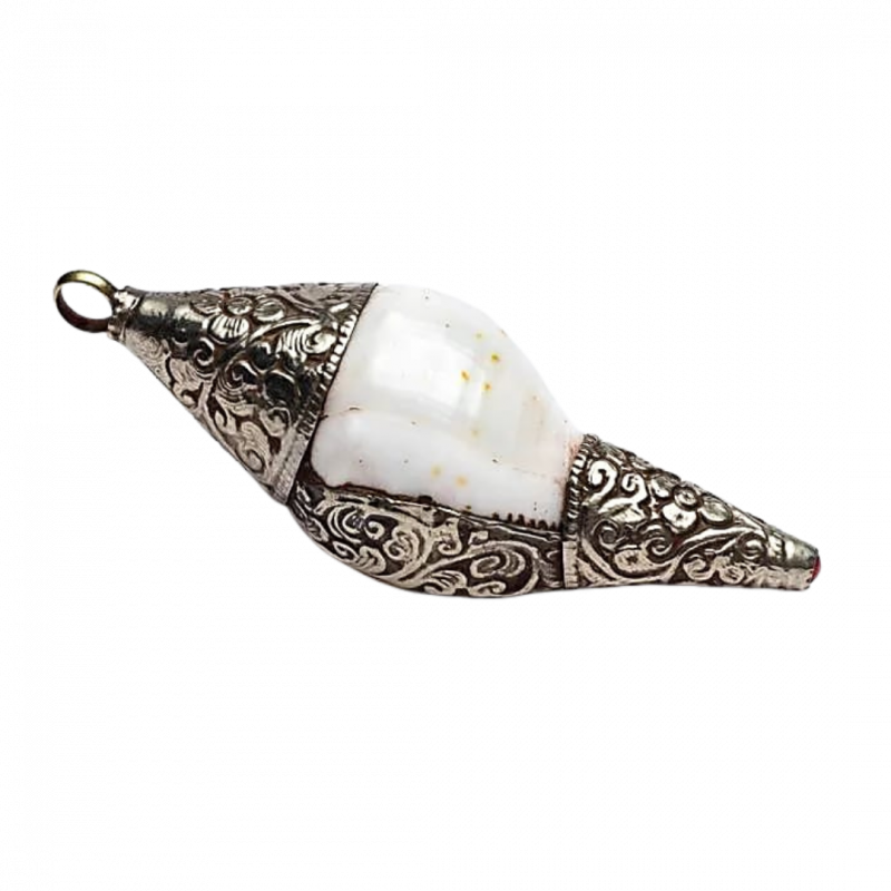 Ciondolo conchiglia rituale e metallo bianco - 7/10 cm