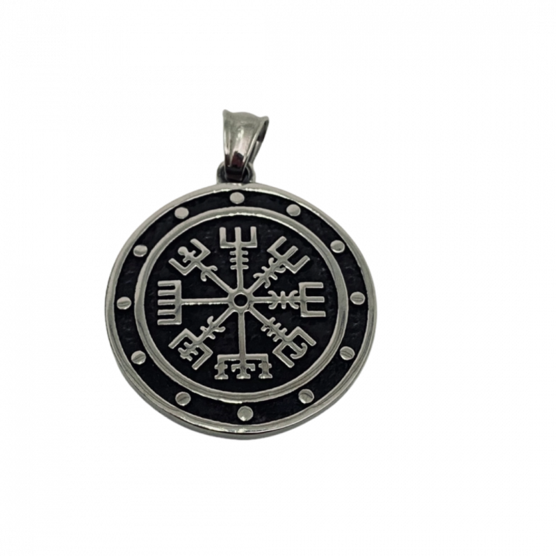 Ciondolo vegvisir vichingo in acciaio inox - 3,5 cm