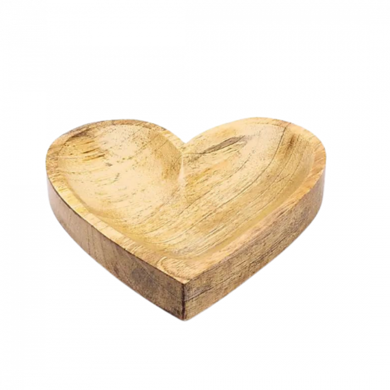 Ciotola a cuore in legno di mango - 15 cm
