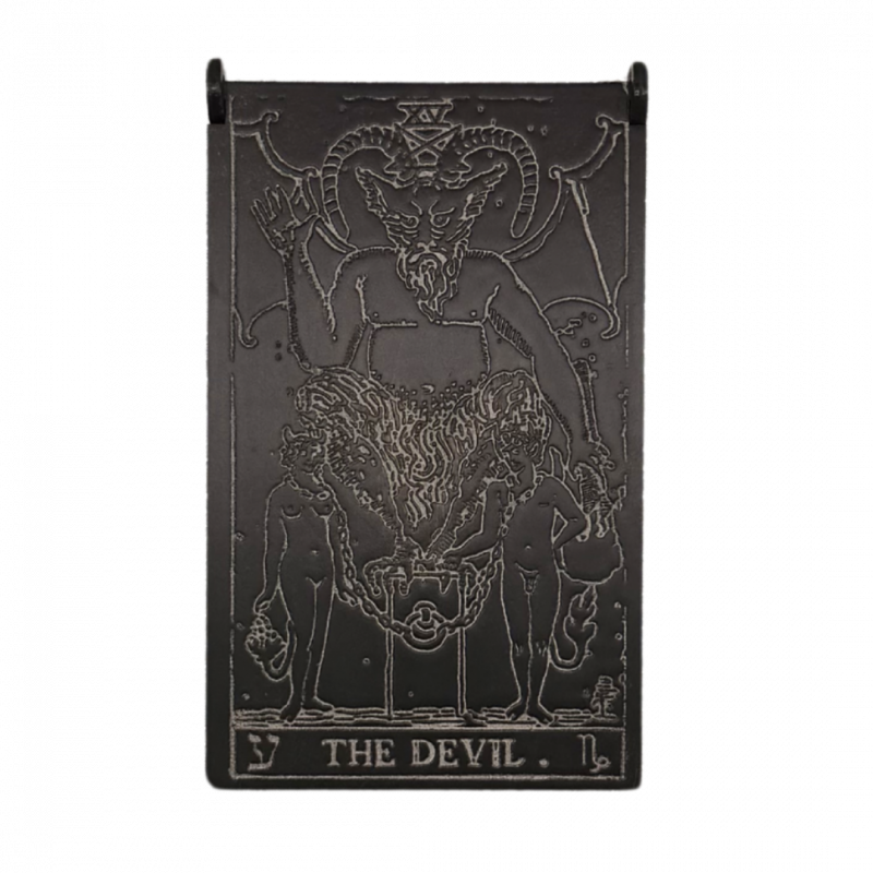 Cofanetto per tarocchi il diavolo in legno inciso nero - 10 x 16 x 5,5 cm
