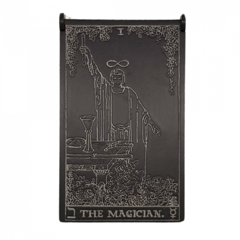 Cofanetto per tarocchi il mago in legno inciso nero - 10 x 16 x 5,5 cm