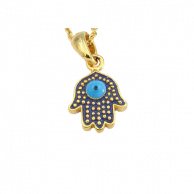 Collana hamsa mano di fatima in ottone placcato oro