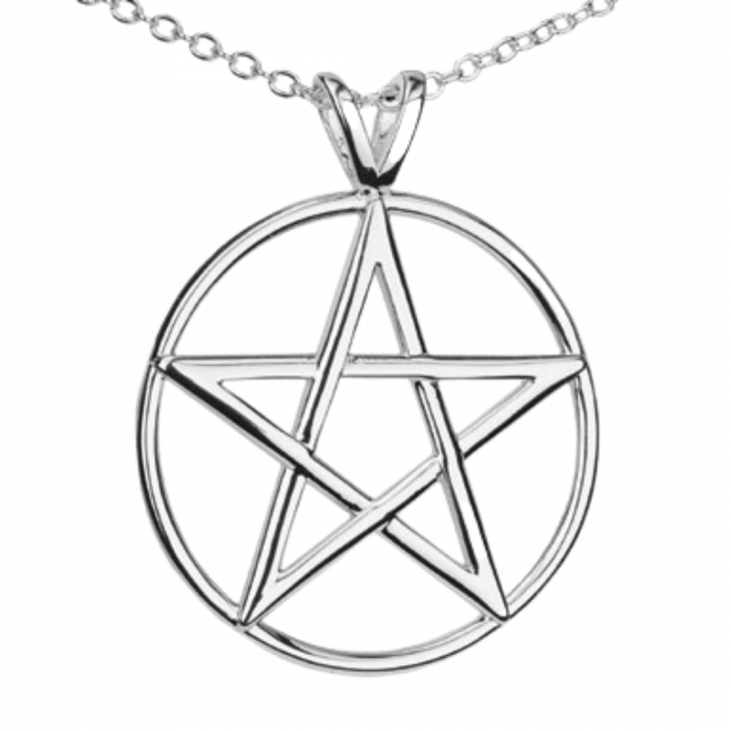 Collana pentagramma in ottone placcato argento