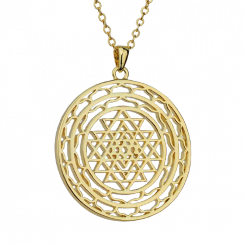 Collana sri yantra in ottone placcato oro