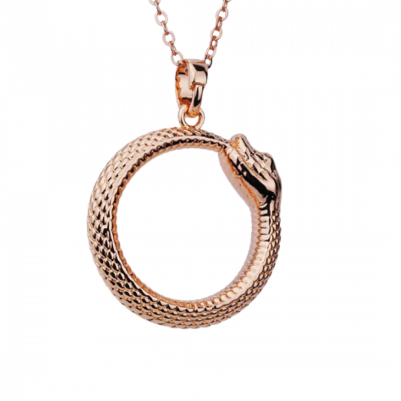 Collana uroboro in ottone placcato oro rosa