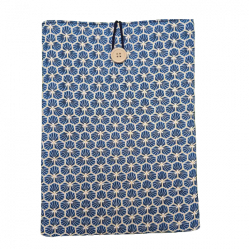 Copertina imbottita esagoni blu e bordo oro m - 24 x 18 cm