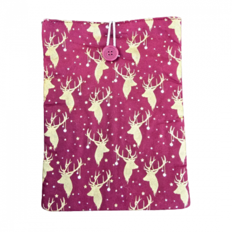 Copertina imbottita renne dorate su sfondo bordeaux m - 24 x 18 cm