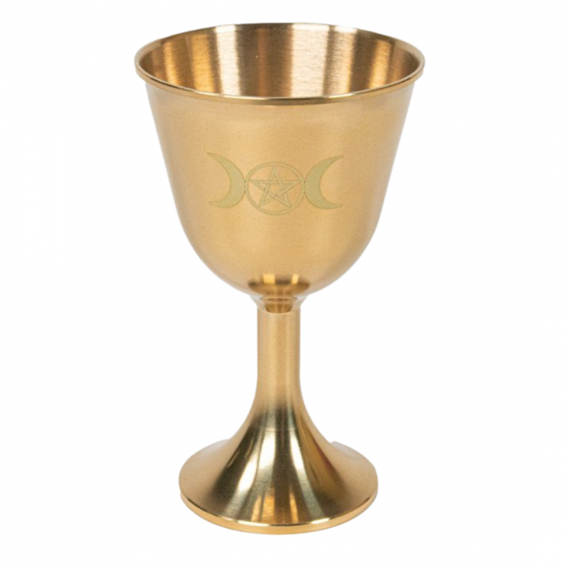 Coppa rituale wicca  con lune e pentagramma in rame - 8 x 5 cm