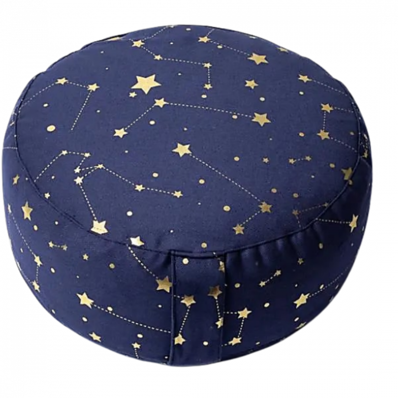 Cuscino zafu cielo stellato in cotone organico con pula di grano - 33x13 cm