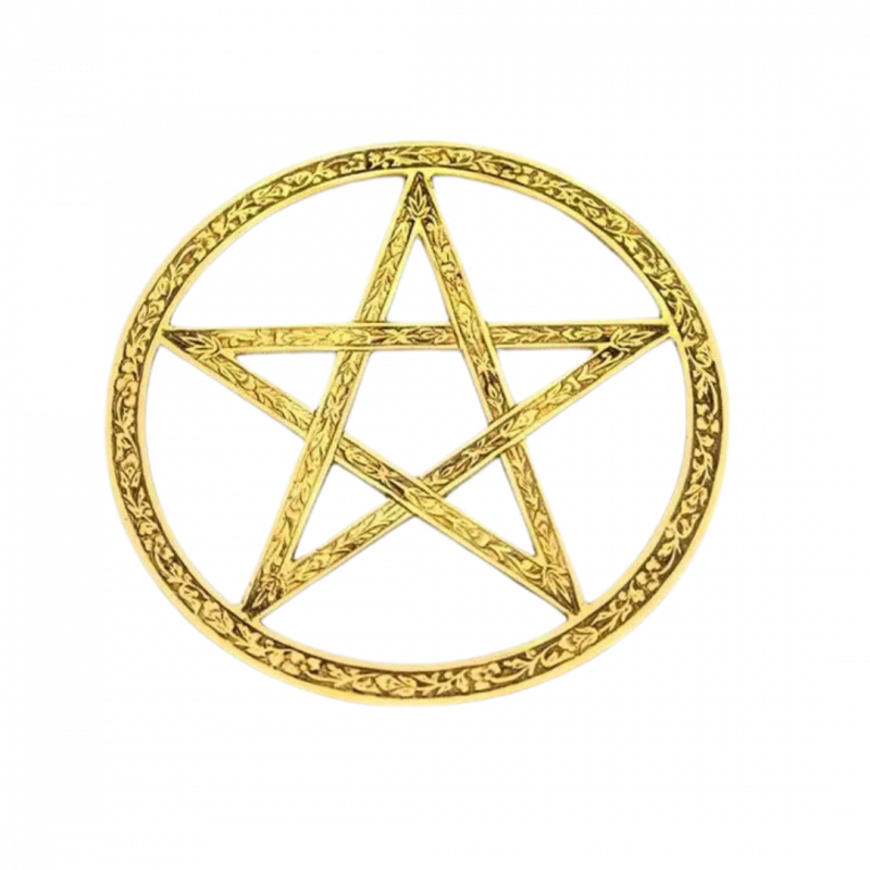 Decorazione pentacolo dorato in ottone da appendere - 15 cm