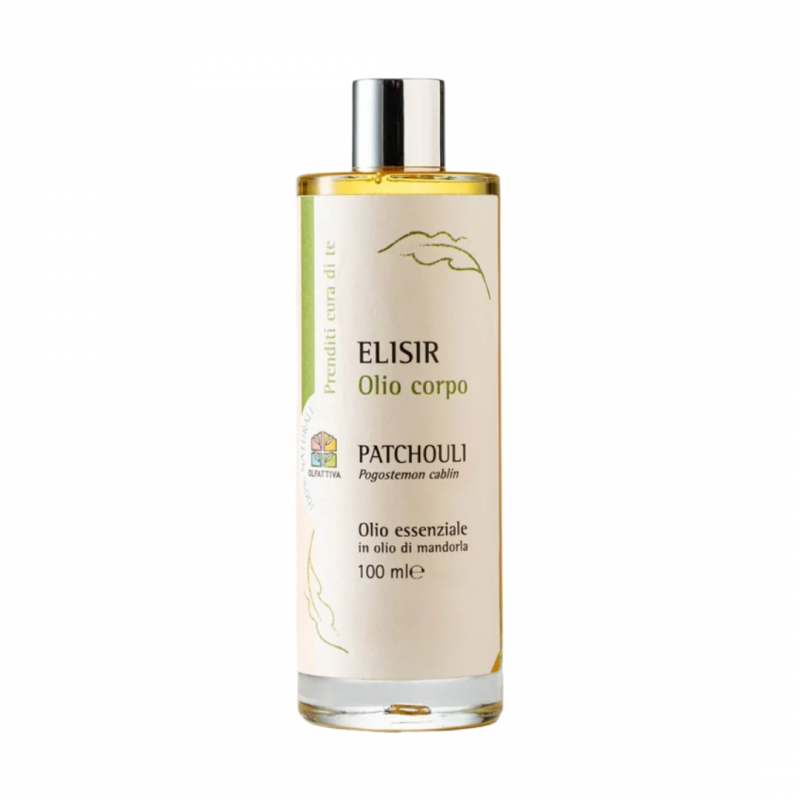Elisir patchouli olio corpo in olio di mandorla e oli essenziali - 100 ml