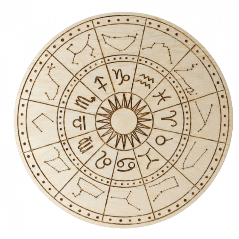 Griglia di cristalli zodiaco in legno - 24 cm