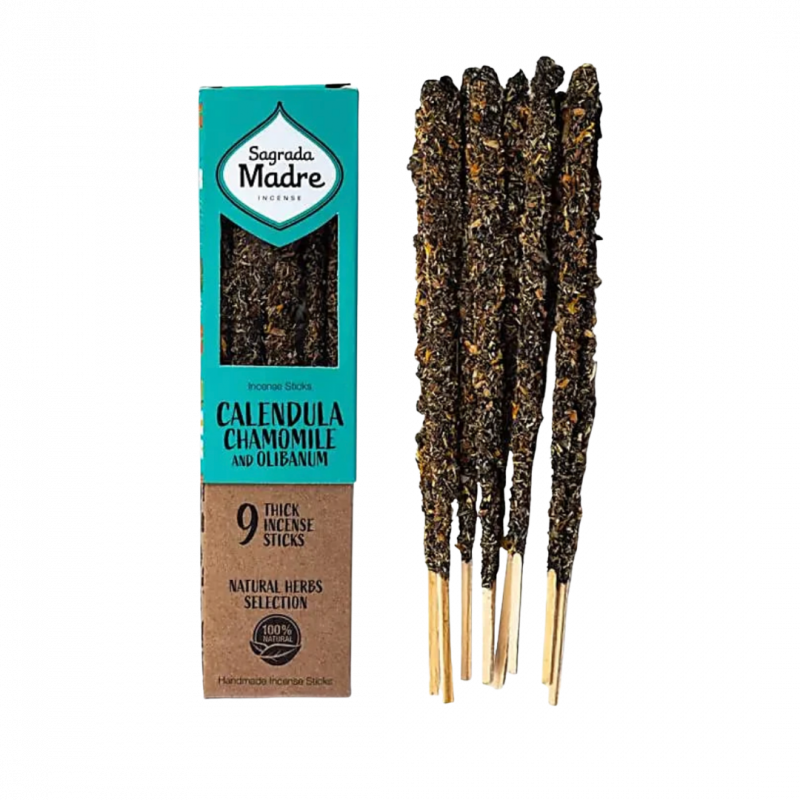Incenso herbs olibano calendula e camomilla - sagrada madre - 9 sticks