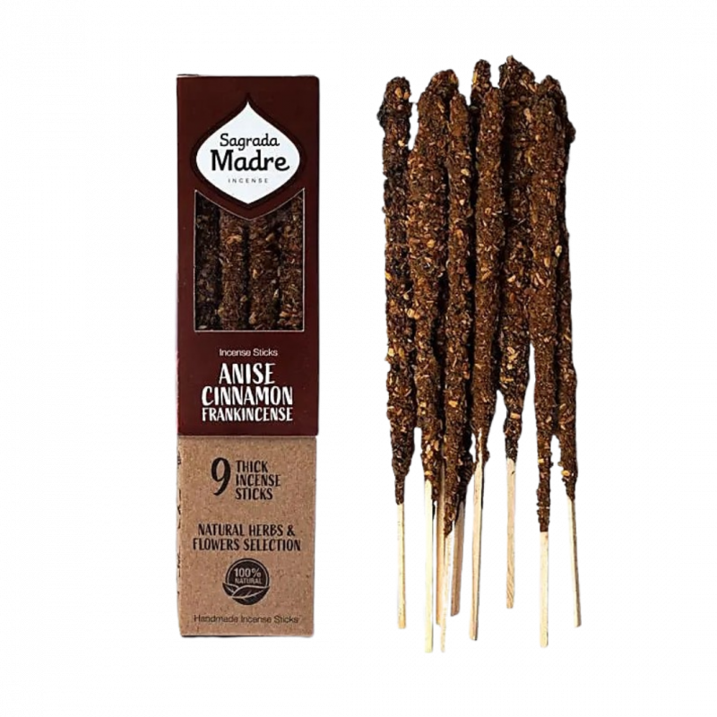 Incenso herbs olibano cannella anice - sagrada madre - 9 sticks