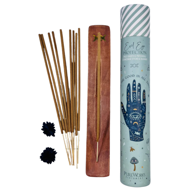 Incenso pure works palo santo e patchouli con portaincenso in legno - 15 sticks