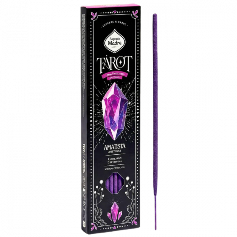 Incenso tarot gemma ametista con due carte sagrada madre - 6 sticks