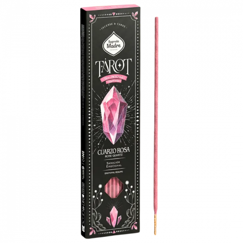 Incenso tarot gemma quarzo rosa con due carte sagrada madre - 6 sticks
