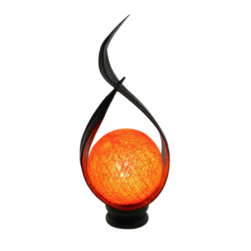 Lampada di sale himalaya a sfera in foglia di cocco - 40 cm