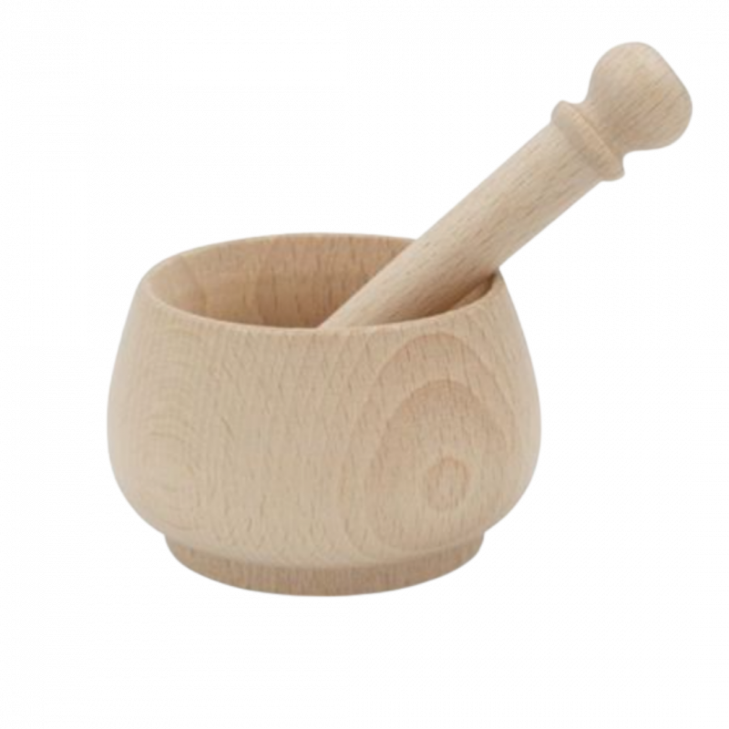Mortaio e pestello in legno di faggio cerato naturale - 6 cm