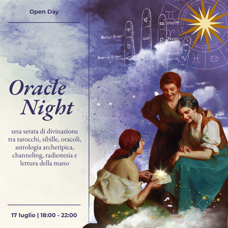 "Oracle Night" una serata di divinazione tra tarocchi, oracoli, astrologia, channeling e radiestesia