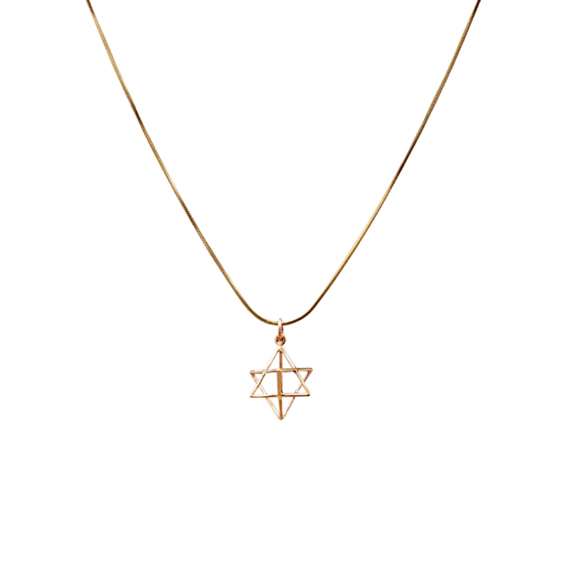 Pendente merkaba in argento dorato con catenina dorata 45 cm - 1,4 cm
