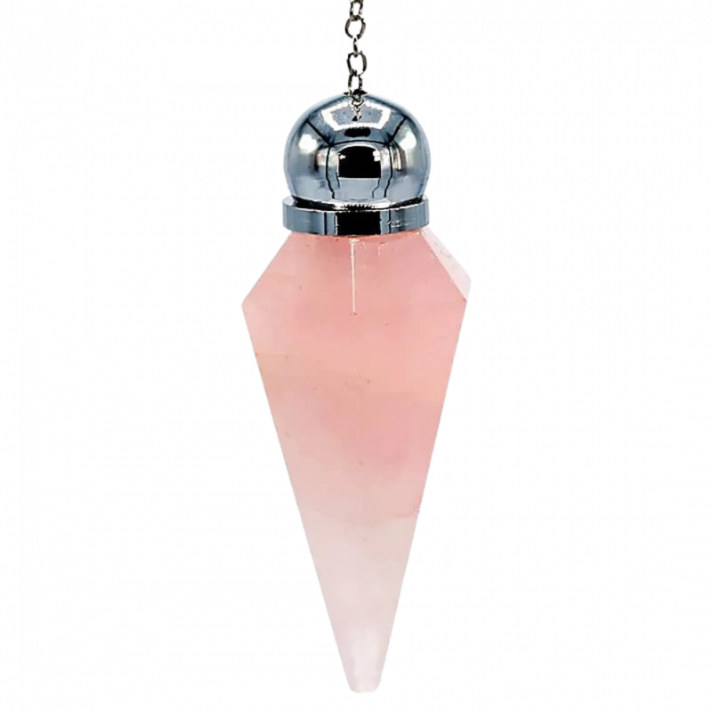 Pendolo quarzo rosa sfaccettato con sfera - 4/5 cm
