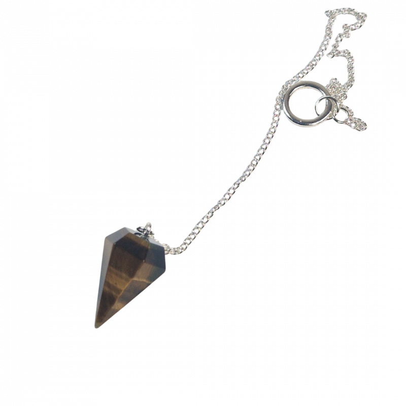 Pendolo sfaccettato in occhio di tigre - 3 cm