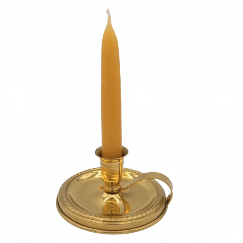 Porta candele bugia in ottone con anello - 14 cm
