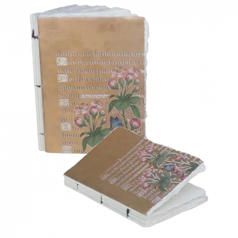 Quaderno fiori di melo oro in carta pergamena - a6 10x15 cm