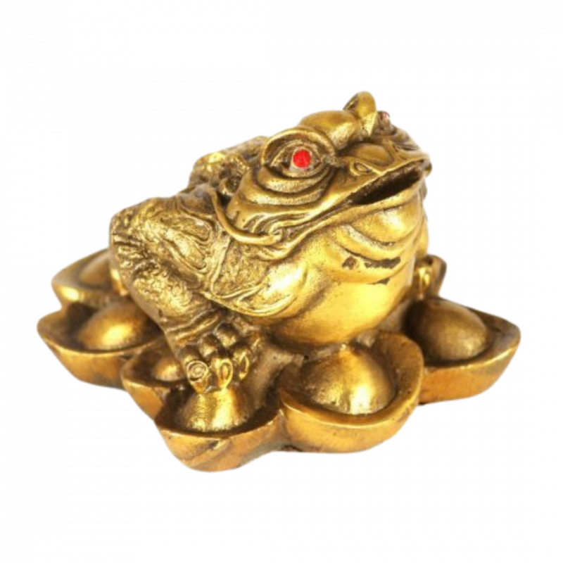 Rospo feng shui in ottone dorato