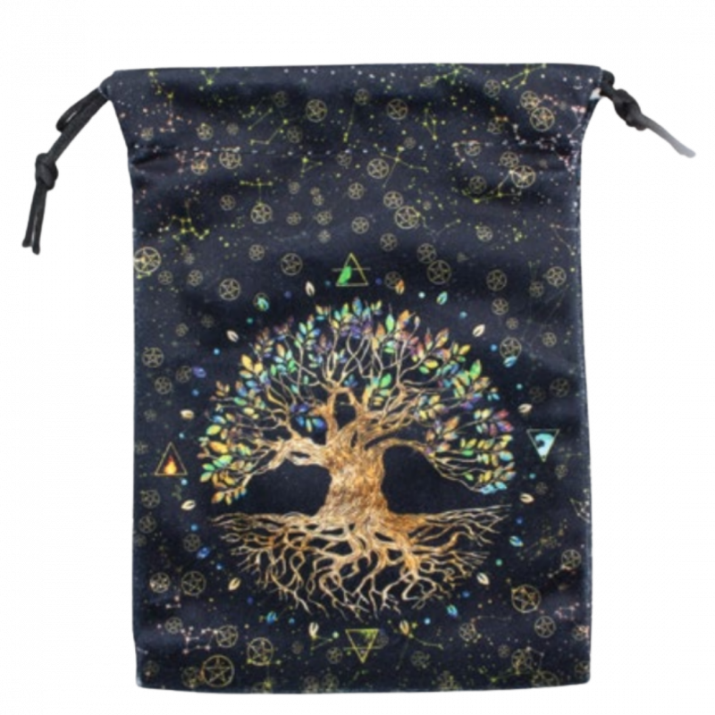 Sacchettino albero della vita cosmico in velluto - 14 x 18 cm