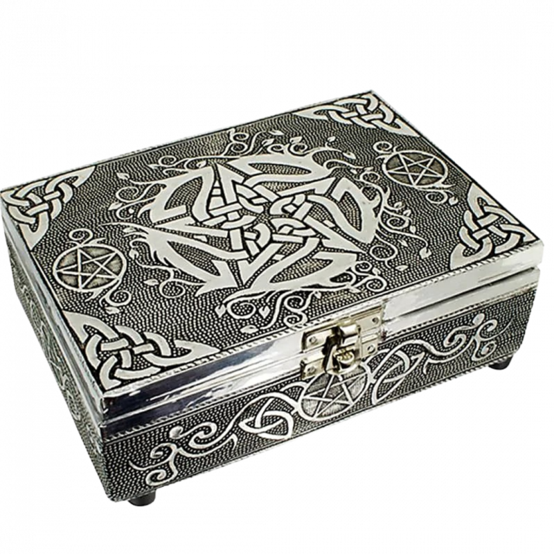 Scatola pentacolo rivestita in alluminio goffrato - 18x13x6 cm