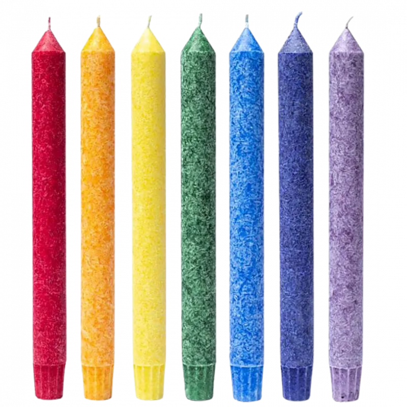 Set candele classiche 7 chakra in stearina e oli essenziali 9 h - 7 pz
