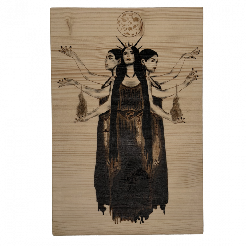 Simulacro hekate artigianale in legno inciso a mano - 30 x 20 cm