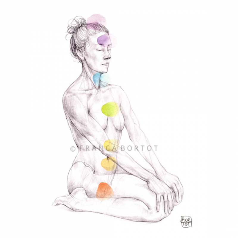 Stampa anatomy chakra flowers and roots donna franca bortot - a3