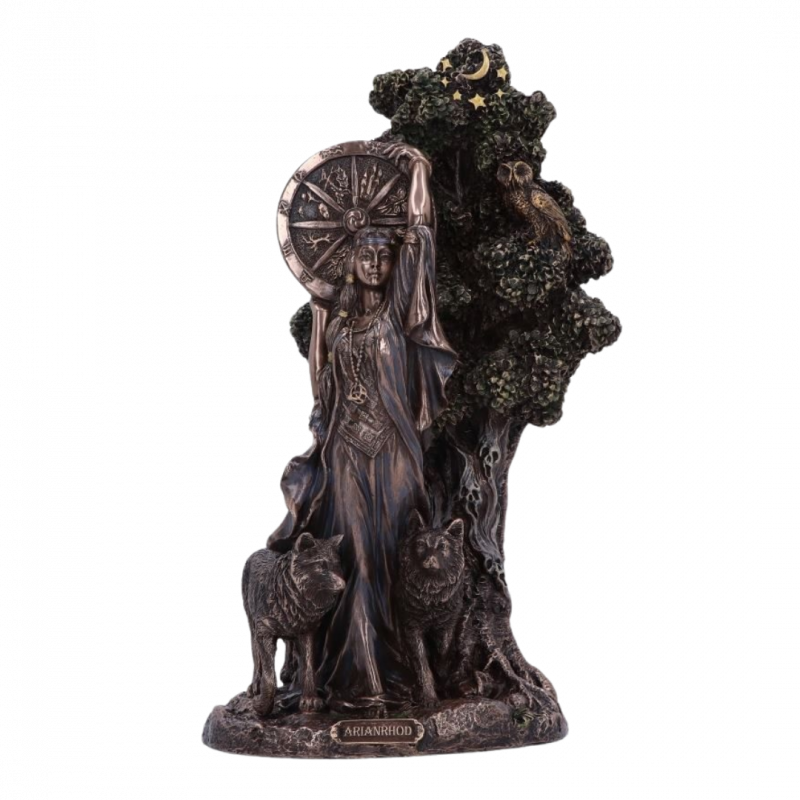 Statua arianrhod dea celtica del destino bronzata veronese - 24 cm