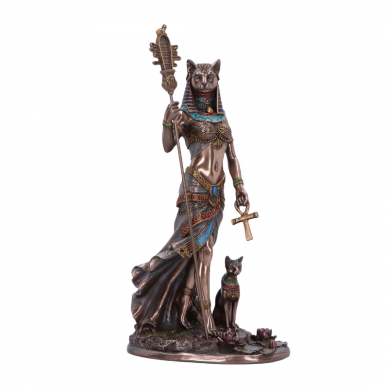 Statua bastet dea della protezione bronzata veronese - 27 cm