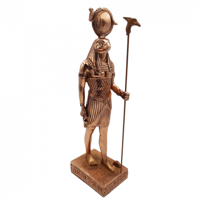 Statua egizia ra in vetroresina e rame - 21 cm