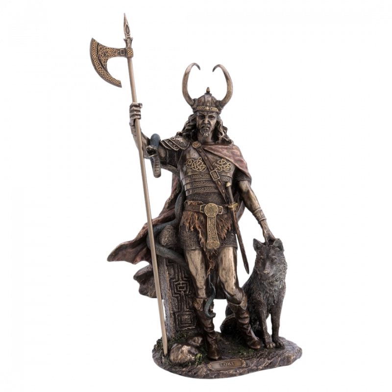 Statua loki dio dell'astuzia e degli inganni bronzata veronese - 35 cm