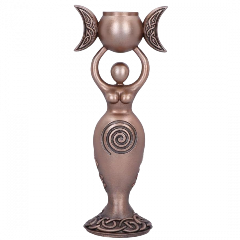 Statua porta candela triplice dea con spirale - 20,3 cm