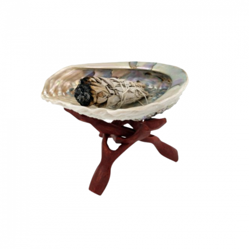 Supporto 3 gambe per conchiglia in legno scuro - 15 cm